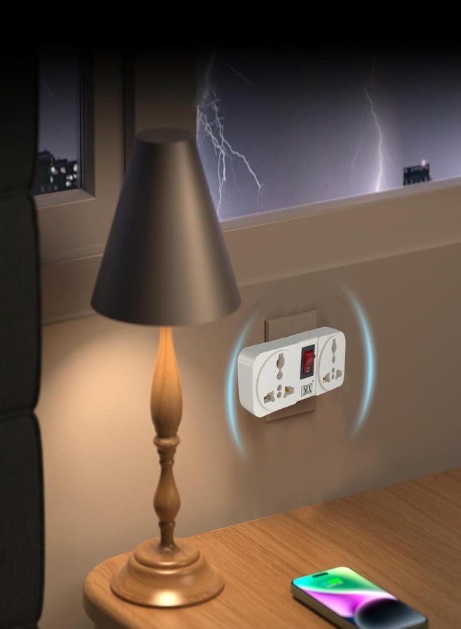 ام كي محول متعدد المنافذ ثنائي الاتجاه MX مع مفتاح رئيسي | مقبسان عالميان | شريط طاقة 6 أمبير للمنزل والمكتب والسفر | لوحة تمديد لمقبس الحائط (أبيض) - Image 2